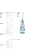 Thumbnail Image 2 of Oval and Pear-Shaped Aquamarine with Lab-Created White Sapphire Duo Drop Earrings in Sterling Silver