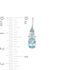 Oval and Pear-Shaped Aquamarine with Lab-Created White Sapphire Duo Drop Earrings in Sterling Silver