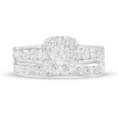 2.00 CT. T.W. Certified Canadian Diamond Cushion Frame Bridal Set in 14K White Gold (I/I2)