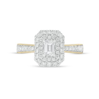 1.20 CT. T.W Certified Canadian Emerald-Cut Diamond Frame Engagement Ring in 14K Gold (I/SI2)
