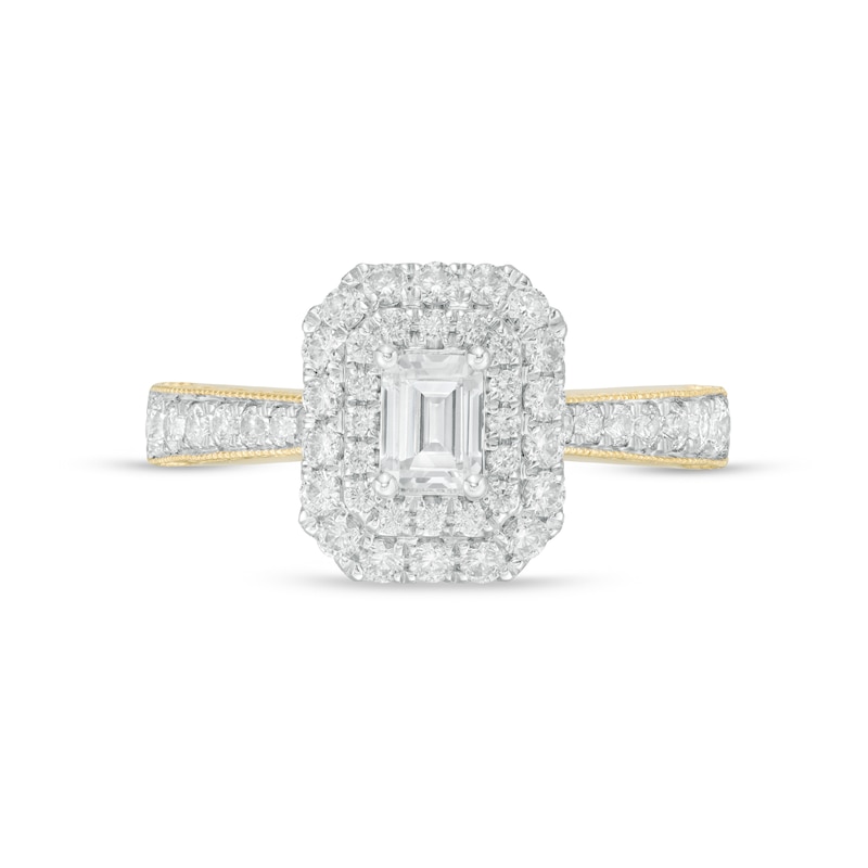 1.20 CT. T.W Certified Canadian Emerald-Cut Diamond Frame Engagement Ring in 14K Gold (I/SI2)