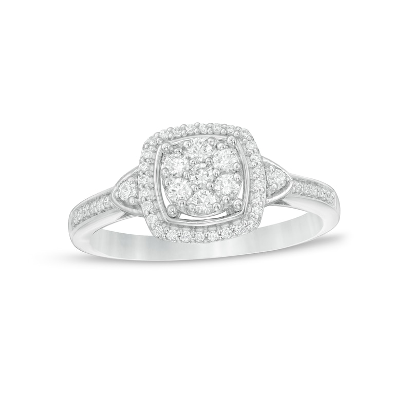 0.33 CT. T.W. Composite Diamond Frame Engagement Ring in 10K White Gold
