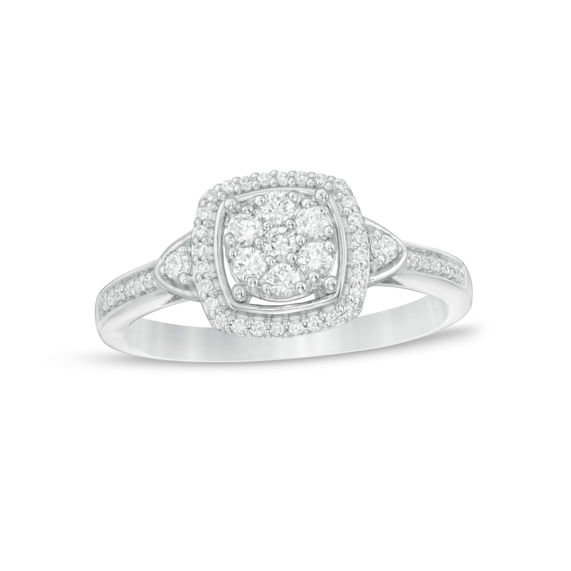 Main Image 1 of 0.33 CT. T.W. Composite Diamond Frame Engagement Ring in 10K White Gold