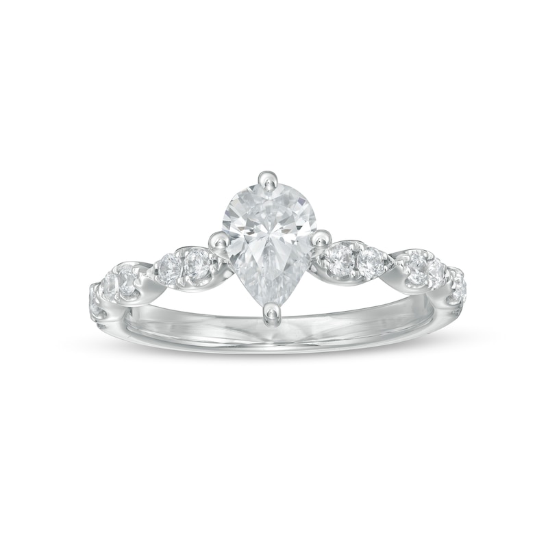 1.00 CT. T.W. Certified Pear-Shaped Diamond Engagement Ring in 14K White Gold (I/I1)