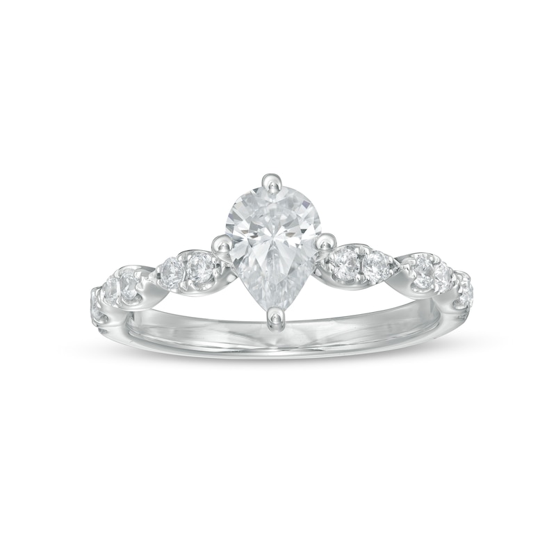 Main Image 1 of 1.00 CT. T.W. Certified Pear-Shaped Diamond Engagement Ring in 14K White Gold (I/I1)