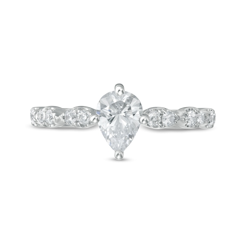 1.00 CT. T.W. Certified Pear-Shaped Diamond Engagement Ring in 14K White Gold (I/I1)