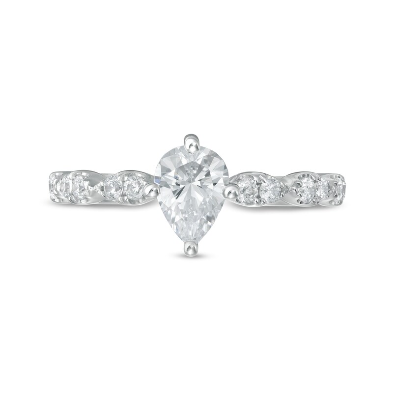 Main Image 4 of 1.00 CT. T.W. Certified Pear-Shaped Diamond Engagement Ring in 14K White Gold (I/I1)