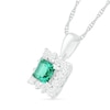 Thumbnail Image 1 of 5.0mm Princess-Cut Lab-Created Emerald and White Sapphire Shadow Frame Drop Pendant in Sterling Silver