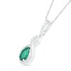 Thumbnail Image 2 of Pear-Shaped Lab-Created Emerald and White Sapphire Infinity Drop Pendant in Sterling Silver