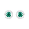 Thumbnail Image 0 of 6.0mm Lab-Created Emerald and White Sapphire Open Clover Frame Stud Earrings in Sterling Silver