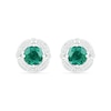 Thumbnail Image 1 of 6.0mm Lab-Created Emerald and White Sapphire Open Clover Frame Stud Earrings in Sterling Silver