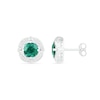 Thumbnail Image 1 of 6.0mm Lab-Created Emerald and White Sapphire Open Clover Frame Stud Earrings in Sterling Silver