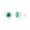 Thumbnail Image 2 of 6.0mm Lab-Created Emerald and White Sapphire Open Clover Frame Stud Earrings in Sterling Silver