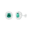 Thumbnail Image 3 of 6.0mm Lab-Created Emerald and White Sapphire Open Clover Frame Stud Earrings in Sterling Silver