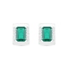 Thumbnail Image 1 of Emerald-Cut Lab-Created Emerald and White Sapphire Bar Frame Stud Earrings in Sterling Silver
