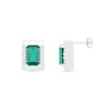 Thumbnail Image 2 of Emerald-Cut Lab-Created Emerald and White Sapphire Bar Frame Stud Earrings in Sterling Silver