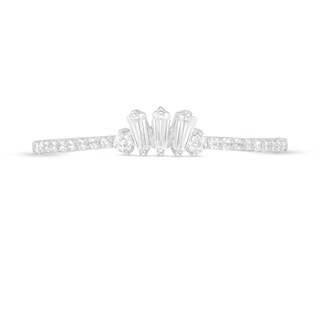 0.20 CT. T.W. Baguette and Round Diamond Contour Wedding Band in 14K White Gold