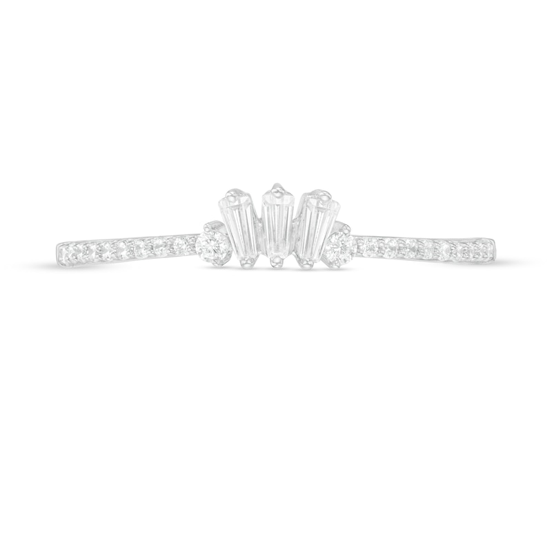 0.20 CT. T.W. Baguette and Round Diamond Contour Wedding Band in 14K White Gold