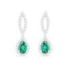 Thumbnail Image 0 of Pear-Shaped Lab-Created Emerald and White Sapphire Frame Open Marquise Drop Earrings in Sterling Silver