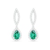 Thumbnail Image 1 of Pear-Shaped Lab-Created Emerald and White Sapphire Frame Open Marquise Drop Earrings in Sterling Silver