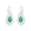 Pear-Shaped Lab-Created Emerald and White Sapphire Infinity Twist Drop Earrings in Sterling Silver