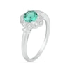 Thumbnail Image 1 of 6.0mm Lab-Created Emerald and Diamond Accent Ornate Frame Vintage-Style Ring in Sterling Silver