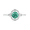 Thumbnail Image 3 of 6.0mm Lab-Created Emerald and Diamond Accent Ornate Frame Vintage-Style Ring in Sterling Silver
