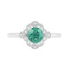 Thumbnail Image 2 of 6.0mm Lab-Created Emerald and Diamond Accent Ornate Frame Vintage-Style Ring in Sterling Silver