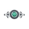 Thumbnail Image 3 of 5.0mm Lab-Created Emerald and 0.146 CT. T.W. Black Enhanced Diamond Frame Vintage-Style Ring in Sterling Silver