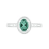 Thumbnail Image 2 of Oval Lab-Created Emerald and 0.04 CT. T.W. Diamond Beaded Frame Vintage-Style Ring in Sterling Silver