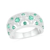 Thumbnail Image 0 of Lab-Created Emerald and White Sapphire Scallop Open Shank Ring in Sterling Silver