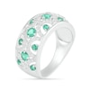 Thumbnail Image 1 of Lab-Created Emerald and White Sapphire Scallop Open Shank Ring in Sterling Silver