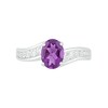 Thumbnail Image 5 of Oval Amethyst and White Lab-Created Sapphire Bypass Bridal Set in Sterling Silver