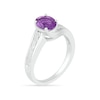 Thumbnail Image 5 of Oval Amethyst and White Lab-Created Sapphire Bypass Bridal Set in Sterling Silver