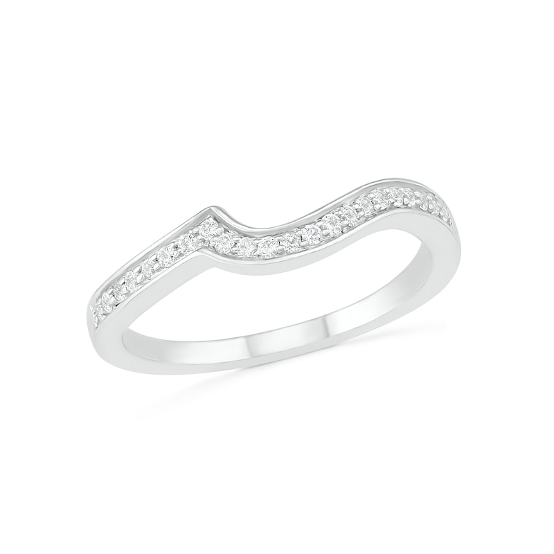 Main Image 7 of Oval Amethyst and White Lab-Created Sapphire Bypass Bridal Set in Sterling Silver