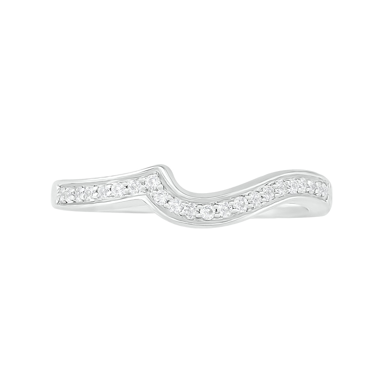 Main Image 8 of Oval Amethyst and White Lab-Created Sapphire Bypass Bridal Set in Sterling Silver