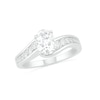 Oval White Lab-Created Sapphire Bypass Bridal Set in Sterling Silver