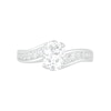 Oval White Lab-Created Sapphire Bypass Bridal Set in Sterling Silver