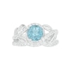 Thumbnail Image 3 of 7.0mm Aquamarine and 0.37 CT. T.W. Diamond Bypass Leaf Shank Bridal Set in 10K White Gold