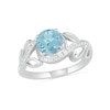 Thumbnail Image 4 of 7.0mm Aquamarine and 0.37 CT. T.W. Diamond Bypass Leaf Shank Bridal Set in 10K White Gold