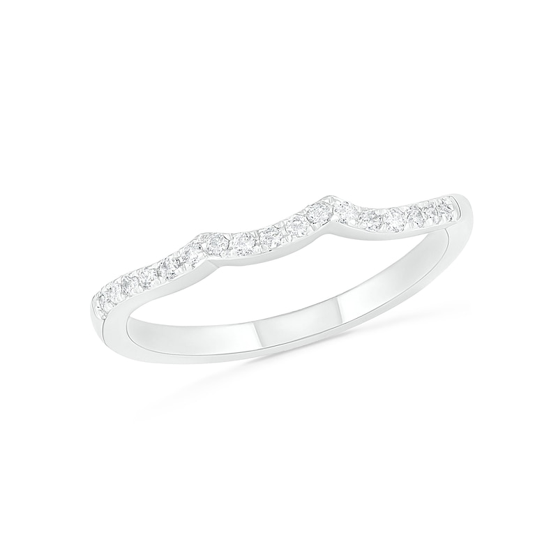 Main Image 7 of 7.0mm Aquamarine and 0.37 CT. T.W. Diamond Bypass Leaf Shank Bridal Set in 10K White Gold