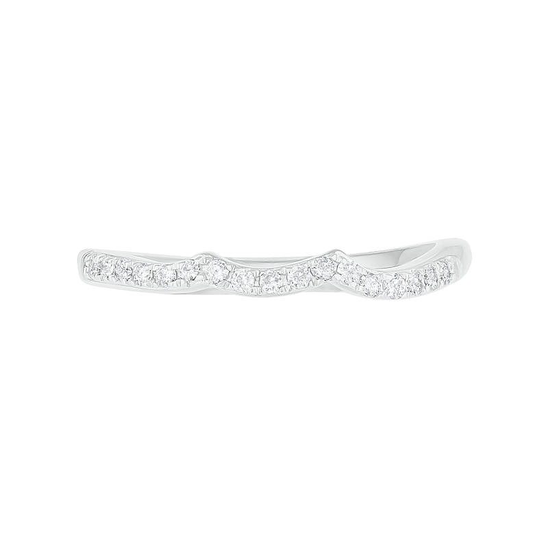 Main Image 8 of 7.0mm Aquamarine and 0.37 CT. T.W. Diamond Bypass Leaf Shank Bridal Set in 10K White Gold
