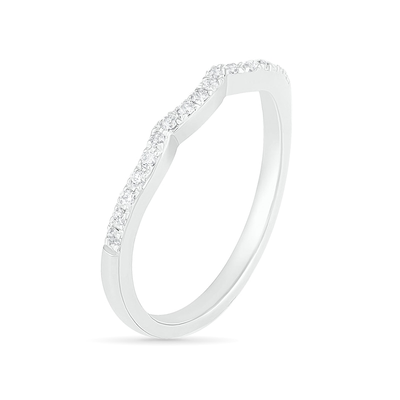 Main Image 9 of 7.0mm Aquamarine and 0.37 CT. T.W. Diamond Bypass Leaf Shank Bridal Set in 10K White Gold