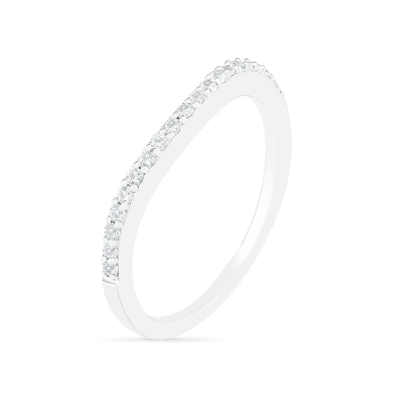 Main Image 9 of 7.0mm Lab-Created Blue and White Sapphire Scroll-Sides Vintage-Style Split Shank Bridal Set in Sterling Silver