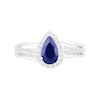 Thumbnail Image 5 of Pear-Shaped Lab-Created Blue and White Sapphire Frame Bypass Split Shank Bridal Set in Sterling Silver