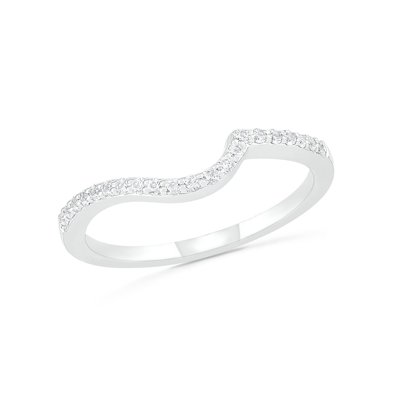 Main Image 7 of Pear-Shaped Lab-Created Blue and White Sapphire Frame Bypass Split Shank Bridal Set in Sterling Silver