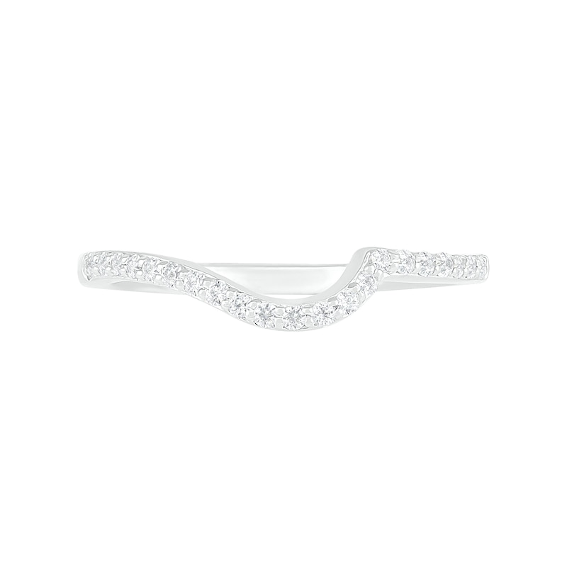 Main Image 8 of Pear-Shaped Lab-Created Blue and White Sapphire Frame Bypass Split Shank Bridal Set in Sterling Silver