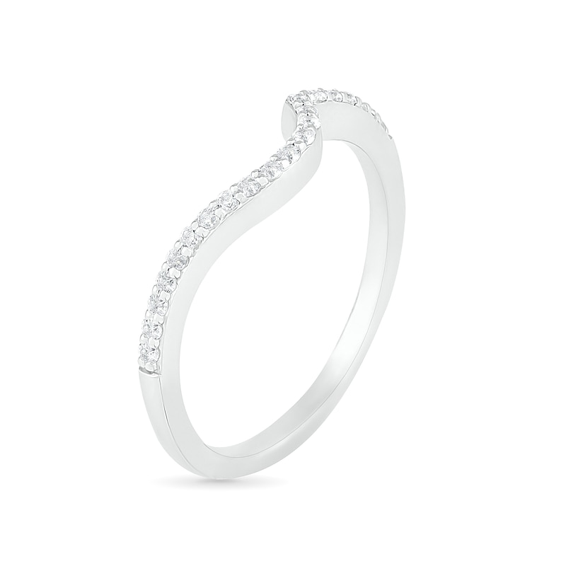 Main Image 9 of Pear-Shaped Lab-Created Blue and White Sapphire Frame Bypass Split Shank Bridal Set in Sterling Silver