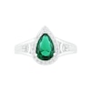 Thumbnail Image 4 of Pear-Shaped Lab-Created Emerald and White Sapphire Geometric Curve Split Shank Bridal Set in Sterling Silver