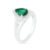 Thumbnail Image 5 of Pear-Shaped Lab-Created Emerald and White Sapphire Geometric Curve Split Shank Bridal Set in Sterling Silver